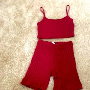 Red Two piece short set